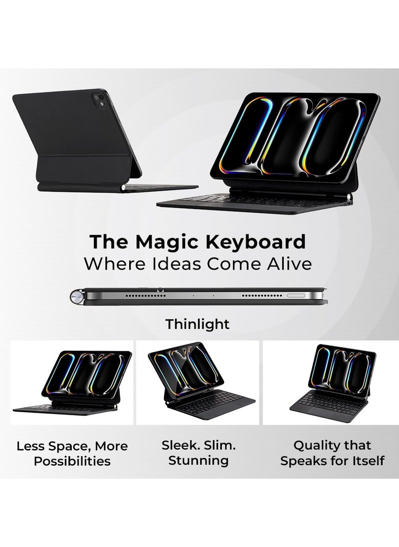 glassology iPad Air 13-Inch M2 (2024) iPad Pro 12.9 3rd 4th, 5th gen Magic Keyboard Case with Backlit Keys, Trackpad, and Adjustable Viewing Angles  - Image 3