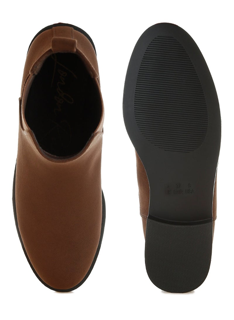 London Rag Women's Low Block Heel Chelsea Boots In Brown - Image 5