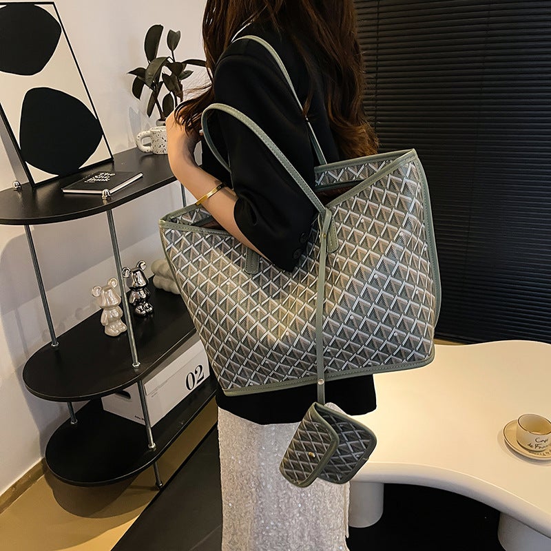 Style Fashionable Dog Tooth Shopping Bag Large Capacity Tote Bag Korean Style Trendy Shoulder Handbag For Women - Image 4