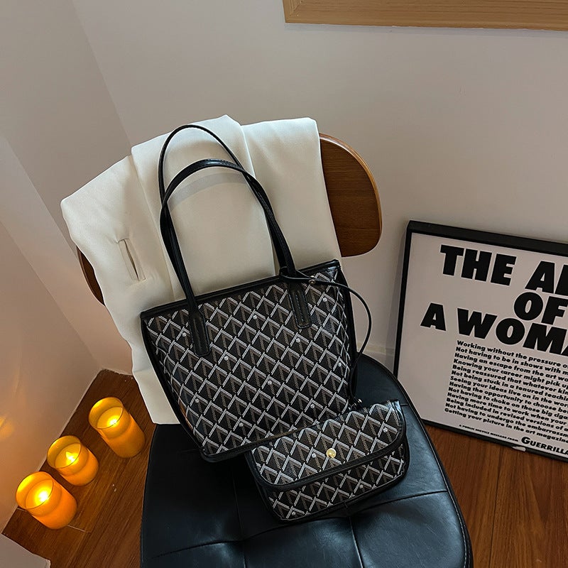 Style Fashionable Dog Tooth Shopping Bag Large Capacity Tote Bag Korean Style Trendy Shoulder Handbag For Women - Image 1