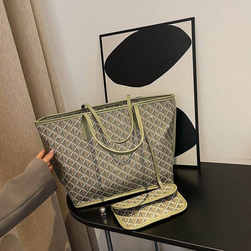 Style Fashionable Dog Tooth Shopping Bag Large Capacity Tote Bag Korean Style Trendy Shoulder Handbag For Women - Image 2