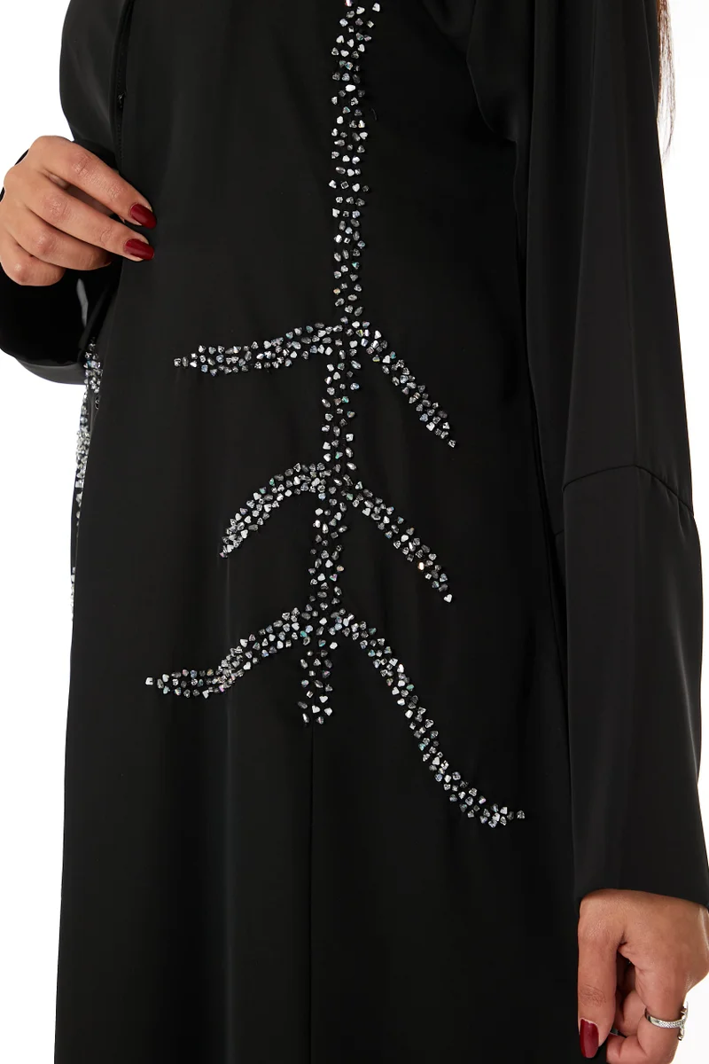 Moistreet  Embroidered Open Front  Abaya for Women | Best Price UAE