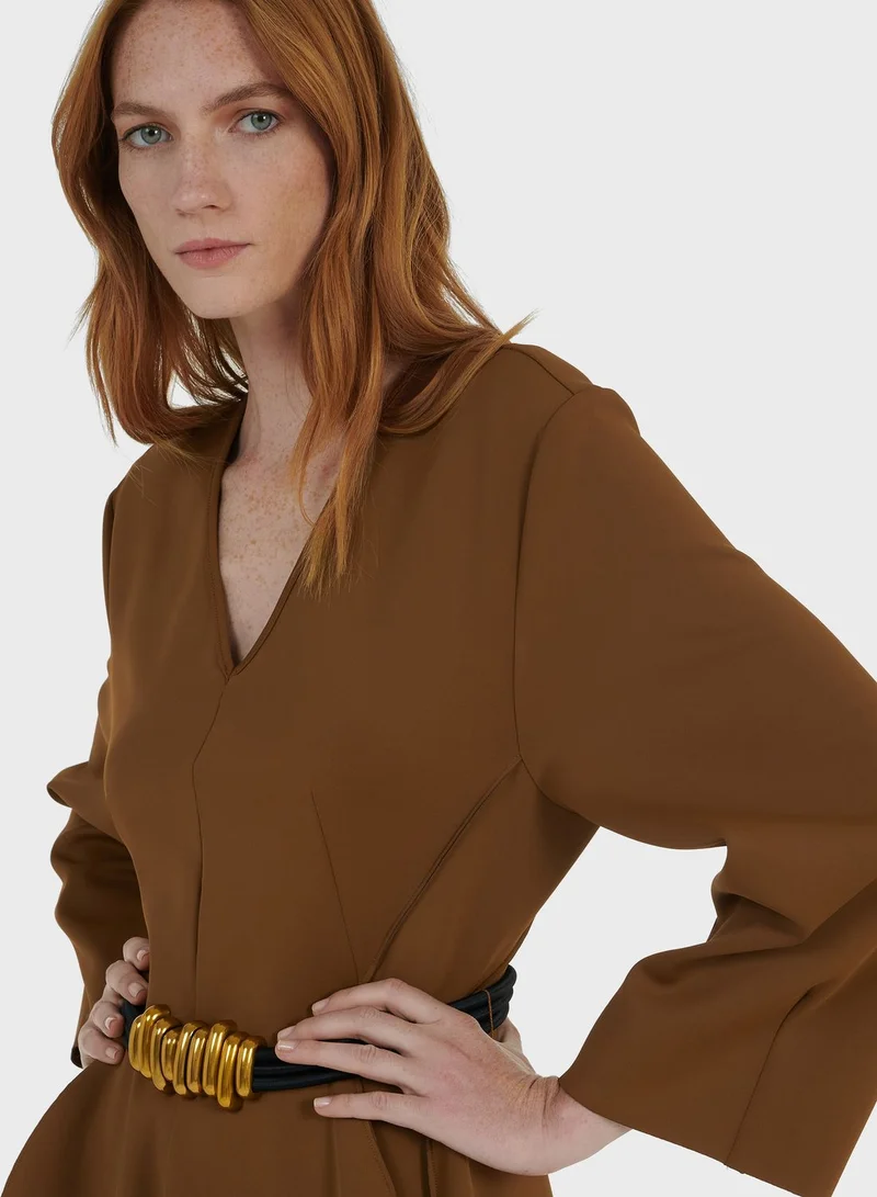leem Belted Paneled Dress