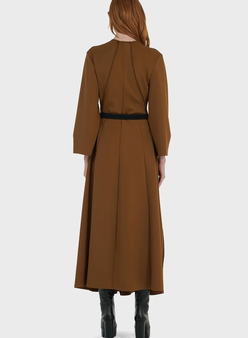 leem Belted Paneled Dress