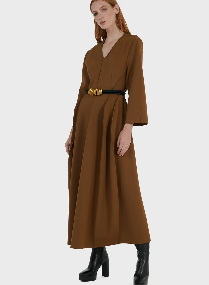 leem Belted Paneled Dress