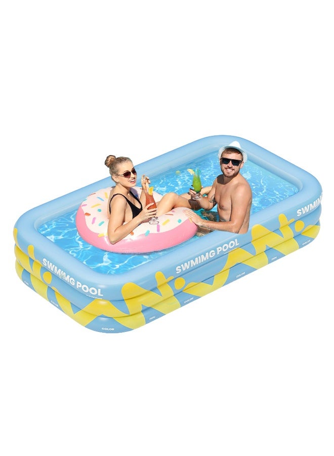 CHHQLZS Inflatable Swimming Pool, 3-Layer Thickened Family Inflatable Pool for Kids and Adults, Easy to Set Up, Outdoor Backyard Water Play, 210×145×56cm - Image 1