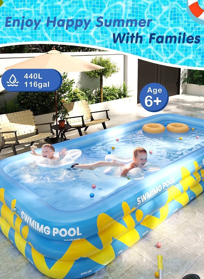 CHHQLZS Inflatable Swimming Pool, 3-Layer Thickened Family Inflatable Pool for Kids and Adults, Easy to Set Up, Outdoor Backyard Water Play, 210×145×56cm - Image 4