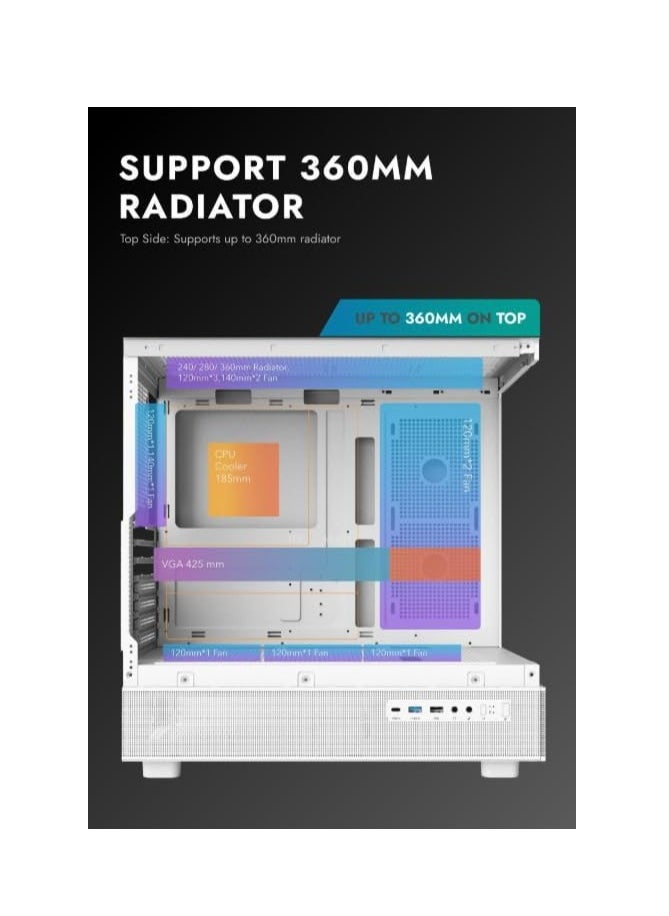 DarkFlash - Darkflash DPX90 ATX/M-ATX/M-ITX Gaming Pc case With 3 ARGB Fans, 270 Panoramic Pillarless Design, Tempered Glass Panels, Supports 360mm Radiators, USB Type-C Included Gaming Case - Image 1