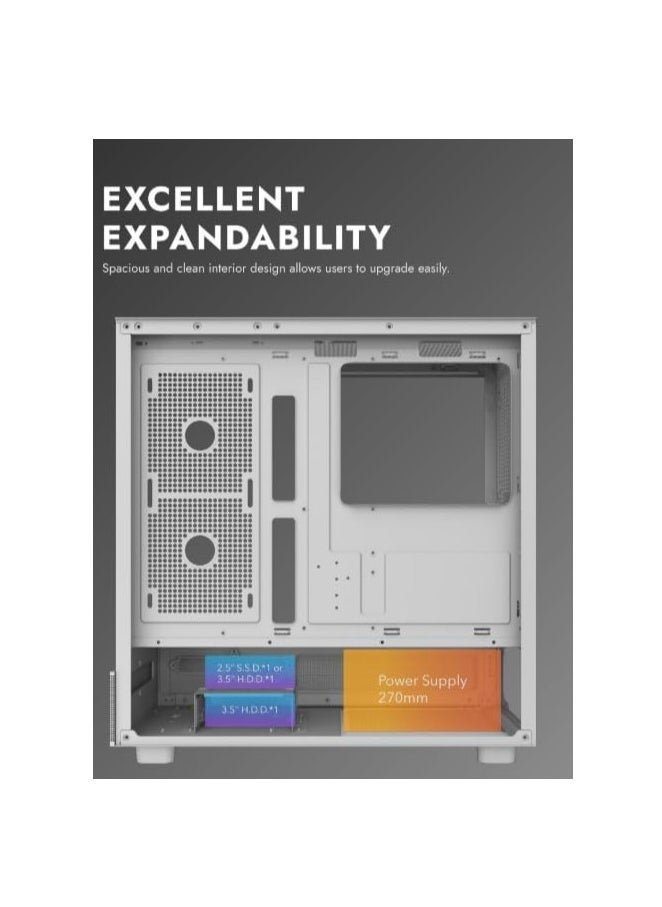 DarkFlash - Darkflash DPX90 ATX/M-ATX/M-ITX Gaming Pc case With 3 ARGB Fans, 270 Panoramic Pillarless Design, Tempered Glass Panels, Supports 360mm Radiators, USB Type-C Included Gaming Case - Image 1