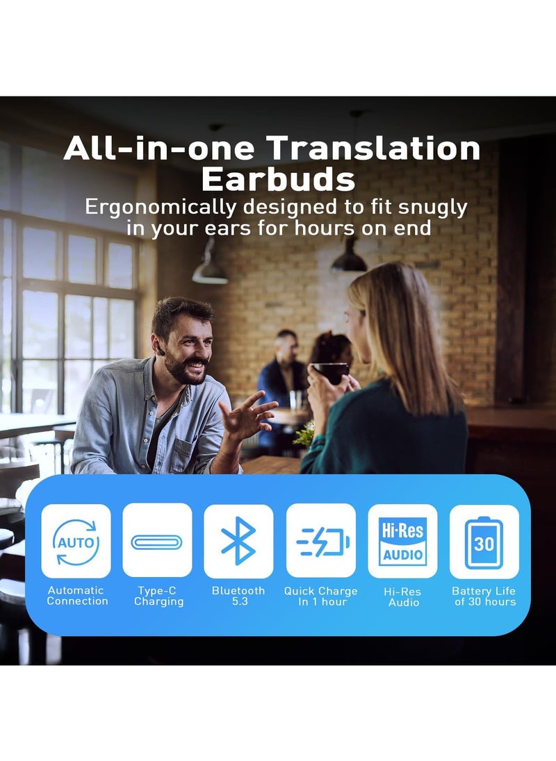 lekikpo - Language Translation Earbuds - Translation Earbuds Real Time, 144 Languages Online Translation, Two-Way Translator Device with APP for iOS for Android, Simultaneous Translation Bluetooth 5.4 - Image 1
