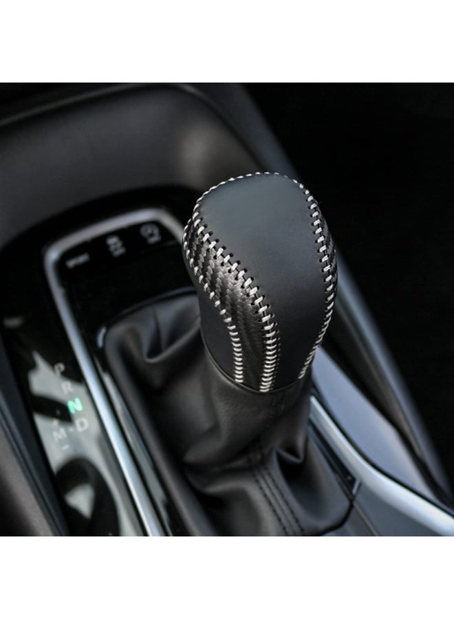 Compatible with Toyota Camry Corolla Corolla Cross Avalon Accessories Car Center Console Gear Shift Knob Cover Trim Protector Cap -Carbon Fiber and Black - Image 4
