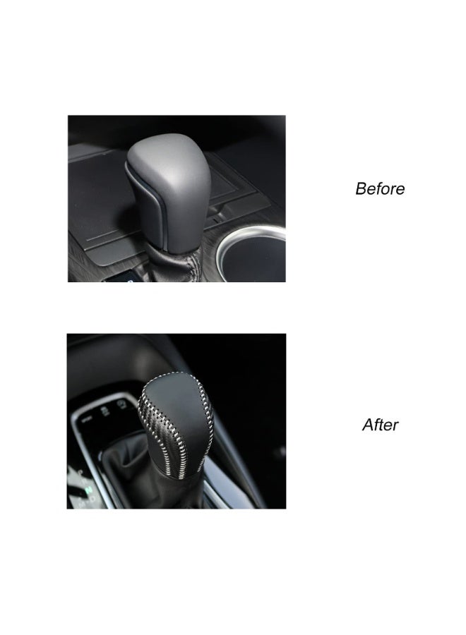 Compatible with Toyota Camry Corolla Corolla Cross Avalon Accessories Car Center Console Gear Shift Knob Cover Trim Protector Cap -Carbon Fiber and Black - Image 2