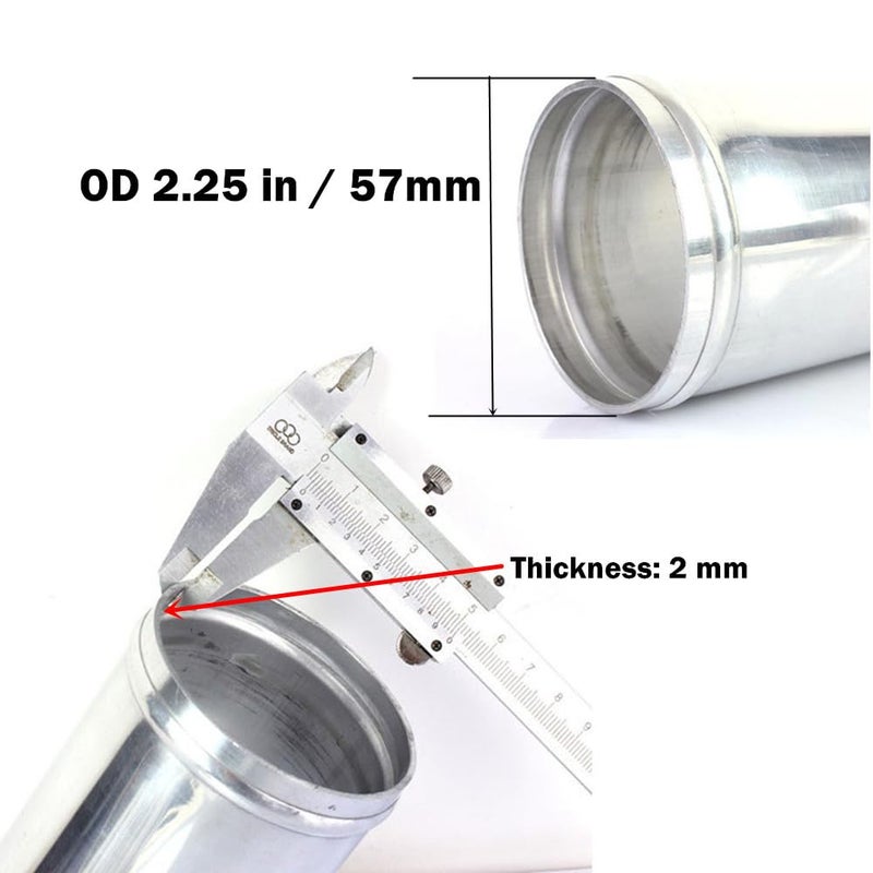 AotoKoop 225 57mm OD Straight Aluminum Pipe with Beaded Ends for Intercooler Coolant Plumbing Polished 1181 300mm Long - Image 4