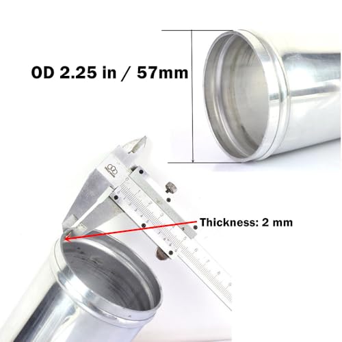 AotoKoop 225 57mm OD Straight Aluminum Pipe with Beaded Ends for Intercooler Coolant Plumbing Polished 1181 300mm Long - Image 3