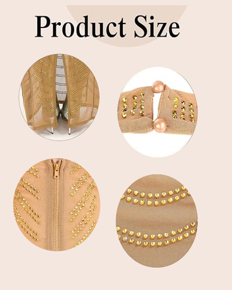 Jeere 6 Pcs Women Rhinestone Dress Gold Party Night Club African Jewelry Egypt Bracelet Earrings Mary Crown Headpiece(XL) - Image 3
