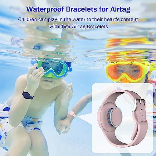 R-fun Waterproof for Air Tag Bracelets [2 Pack] Compatible with Apple Air Tag Finders with Soft Silicone,Anti Lost GPS Item Finders Case Cover,Night Blue/Pink - Image 3