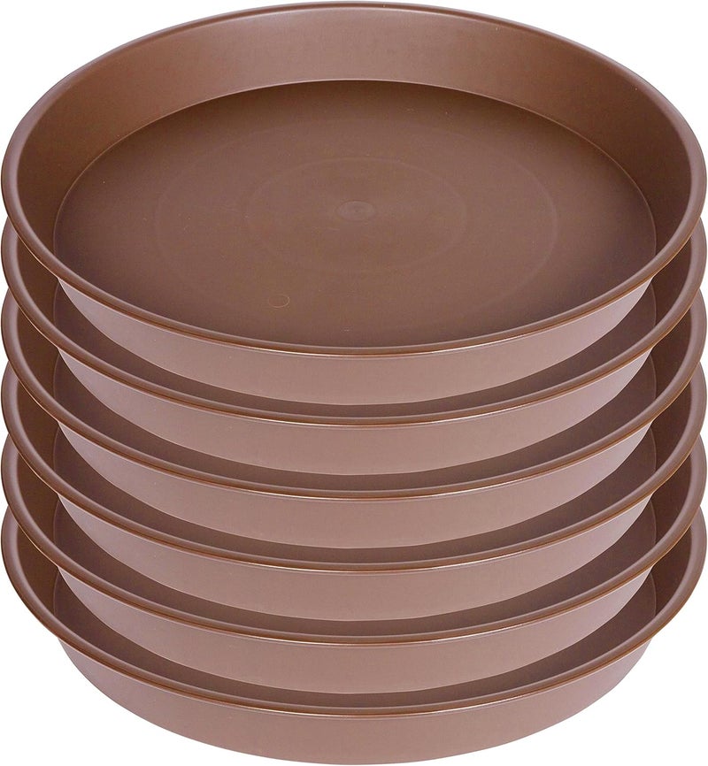Bleuhome 2 Pack of 8 inch Plant Saucer Clear, Heavy Duty Plastic Plant Water Tray 8 inch Round, Flower Plant Saucers for Indoors No Holes, Plant Dishes Saucer for Planter 7"/8" (8", Chocolate) - Image 3