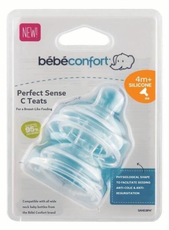 بيبي كونفورت حلمة بيرفيكت سينس الشفافة المصنوعة من السيليكون عدد 2 قطعة لعمر 4 أشهر فما فوق - Image 1