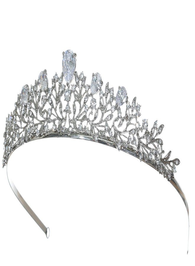SAMKY Elegant Rhodium Plated CZ Crystal Flower Meadow Tiara Bridal Crown T1269 - Image 2