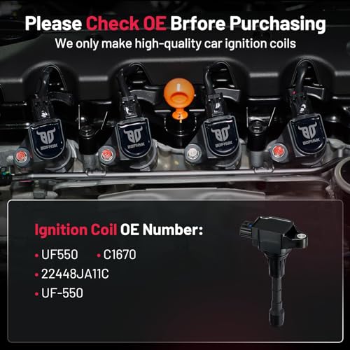 BDFHYK Ignition Coil Pack UF550 Set of 6 Compatible with Nissan Altima Maxima Murano Pathfinder Quest,Compatible with Infiniti EX35 FX35 Q50 2.5L 3.5L V6 Replacement for C1670 22448JA11C UF-550 - Image 3