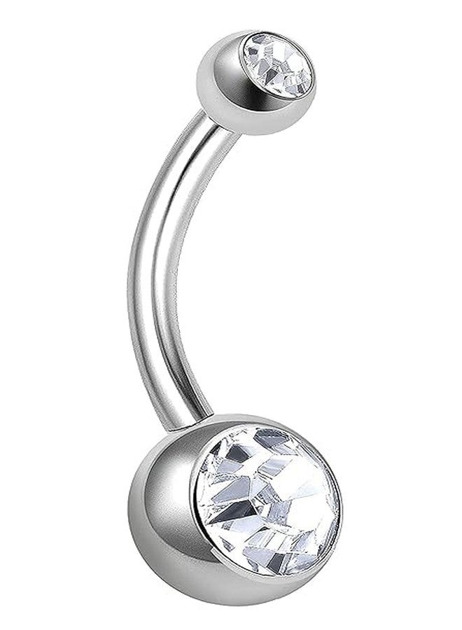 ITT Stainless Steel Crystal Belly Button Navel Ring For Women and Girls 1pc - Image 1