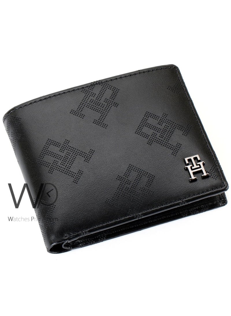 Tommy Hilfiger Denim Tommy Hilfiger Men's TH Logo Genuine Leather Wallet - Black - Patterned - Image 1