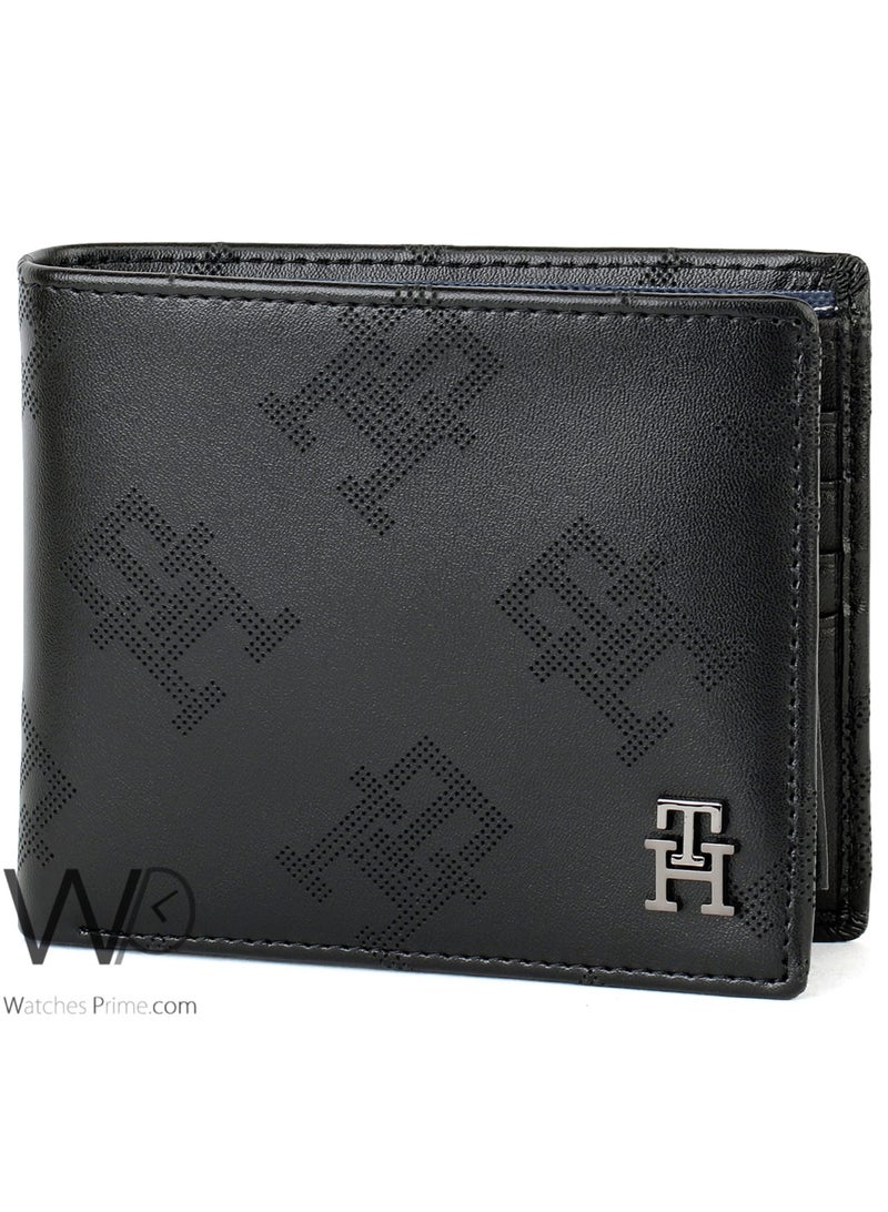 Tommy Hilfiger Denim Tommy Hilfiger Men's TH Logo Genuine Leather Wallet - Black - Patterned - Image 4