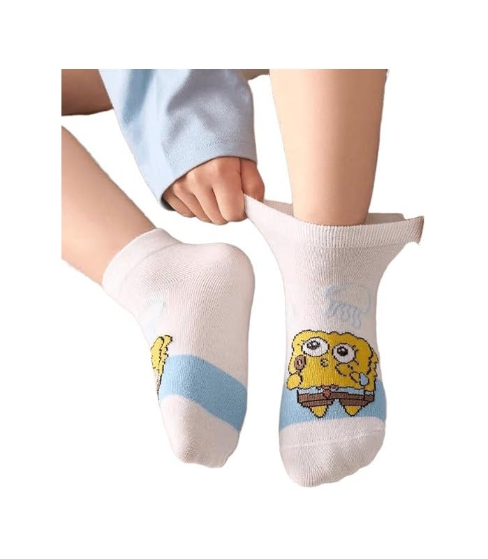 "SMARTEDGE cartoon print socks for children, one size ( 8-12 XL), 6 pairs, assorted colors,