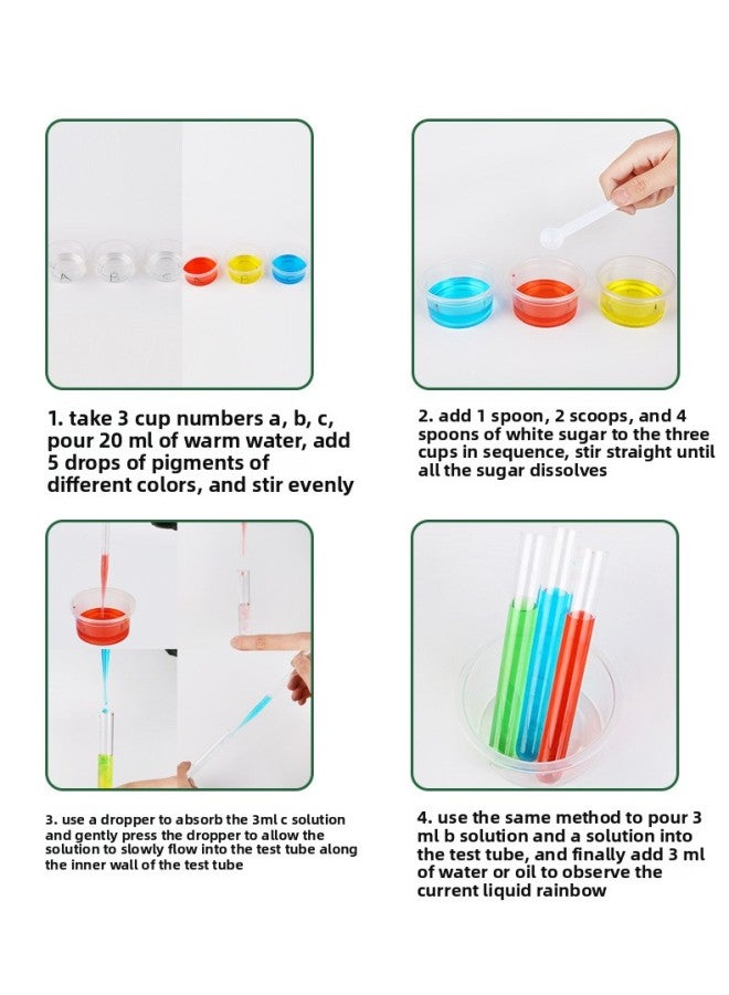 Pigment Children's Experiment Rainbow Suit Color Change Scientific Test Tube Rack Ternary Color Kindergarten Teaching Aids-Specification:Rainbow Experiment Set [contains 10ml Of 7-color Pigments, Red Test Tube Rack, Test Tube Stoppers In Random Colors]