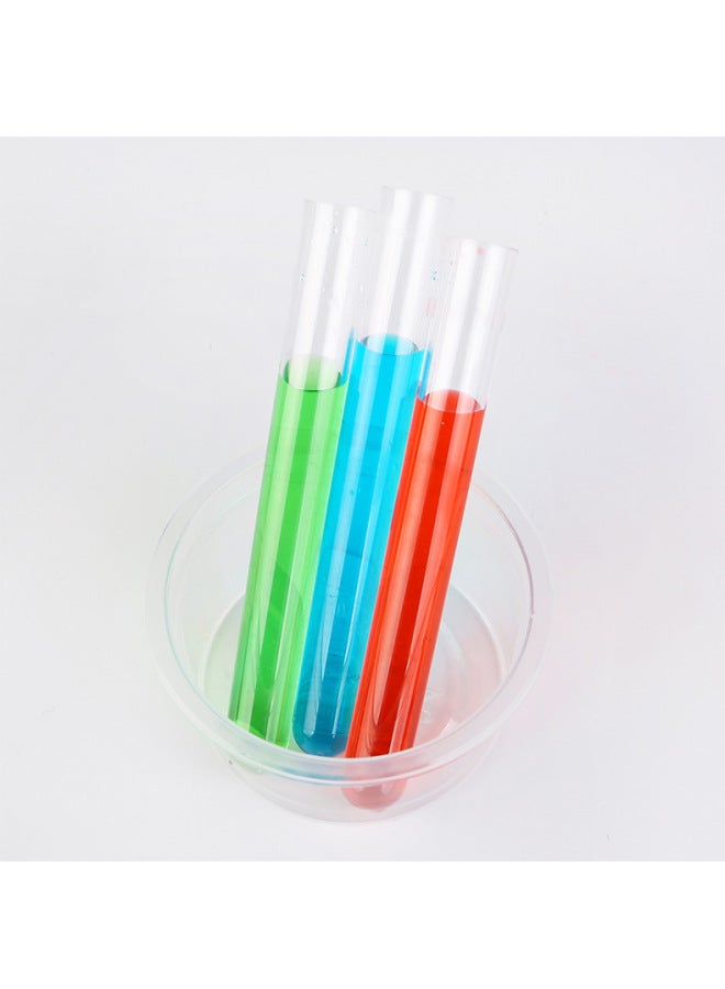 Pigment Children's Experiment Rainbow Suit Color Change Scientific Test Tube Rack Ternary Color Kindergarten Teaching Aids-Specification:Rainbow Experiment Set [contains 10ml Of 7-color Pigments, Red Test Tube Rack, Test Tube Stoppers In Random Colors]