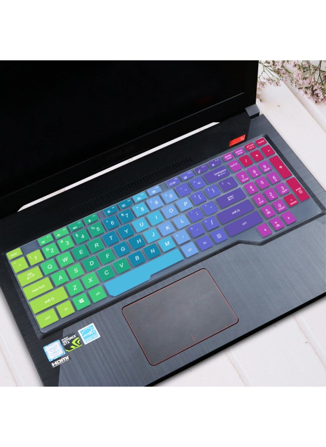 Generic - Applicable To Asus Flying Fortress 8 Notebook Lingyaotian Selection Fx86 Silicone Keyboard Protective Film Customization-Color:Colorful Pink (HS-277)-Size:J106 Day Selection 15.6 Flying Fortress 8 - Image 1
