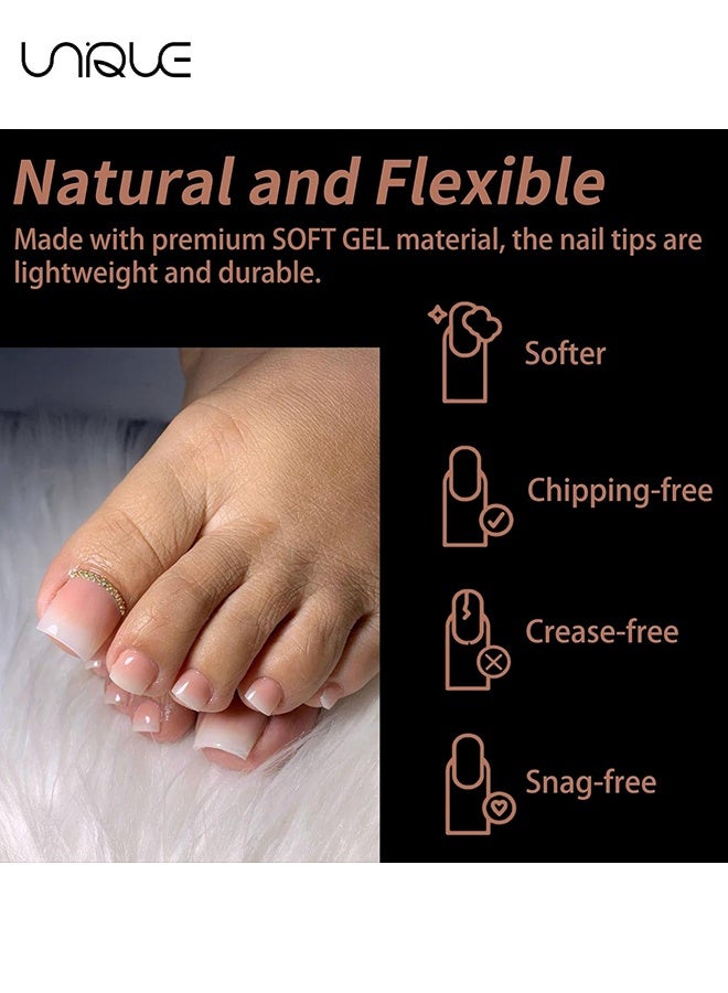 Unique 550 Pieces Square False Toenails Set - 11 Sizes Square Toenails - Full Cover Acrylic Press on False Nail Tips No Trace for Beginners and Professional Home Salon DIY Nail Art - Image 5