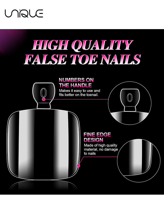 Unique 550 Pieces Square False Toenails Set - 11 Sizes Square Toenails - Full Cover Acrylic Press on False Nail Tips No Trace for Beginners and Professional Home Salon DIY Nail Art - Image 3