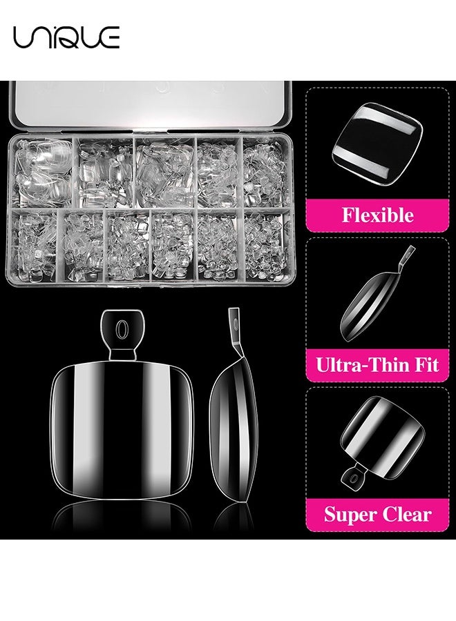 Unique 550 Pieces Square False Toenails Set - 11 Sizes Square Toenails - Full Cover Acrylic Press on False Nail Tips No Trace for Beginners and Professional Home Salon DIY Nail Art - Image 4