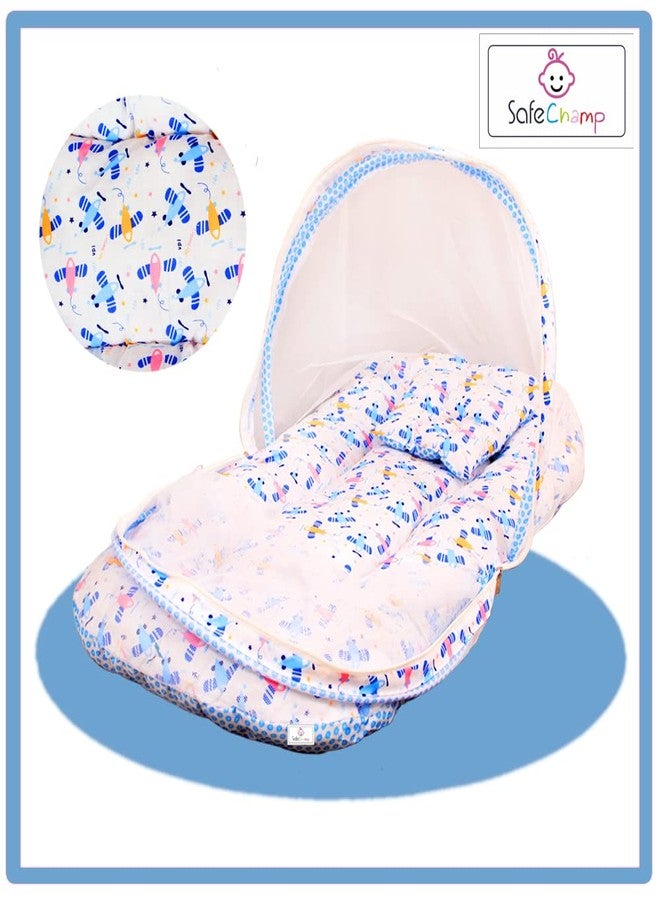 SafeChamp طقم مفروشات أطفال SafeChamp Lite Air مع ناموسية ووسادة (أزرق) - Image 2
