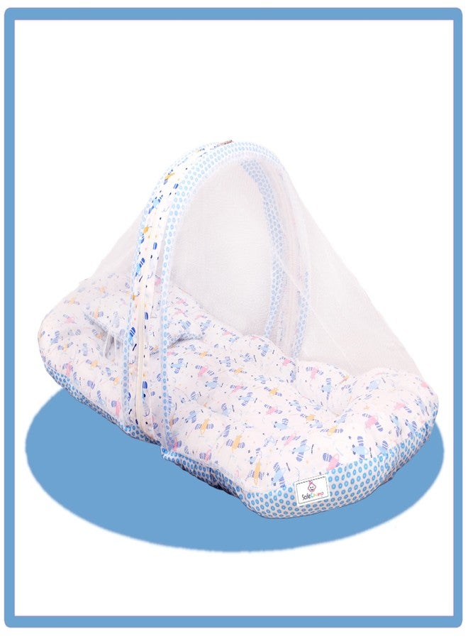 SafeChamp طقم مفروشات أطفال SafeChamp Lite Air مع ناموسية ووسادة (أزرق) - Image 1