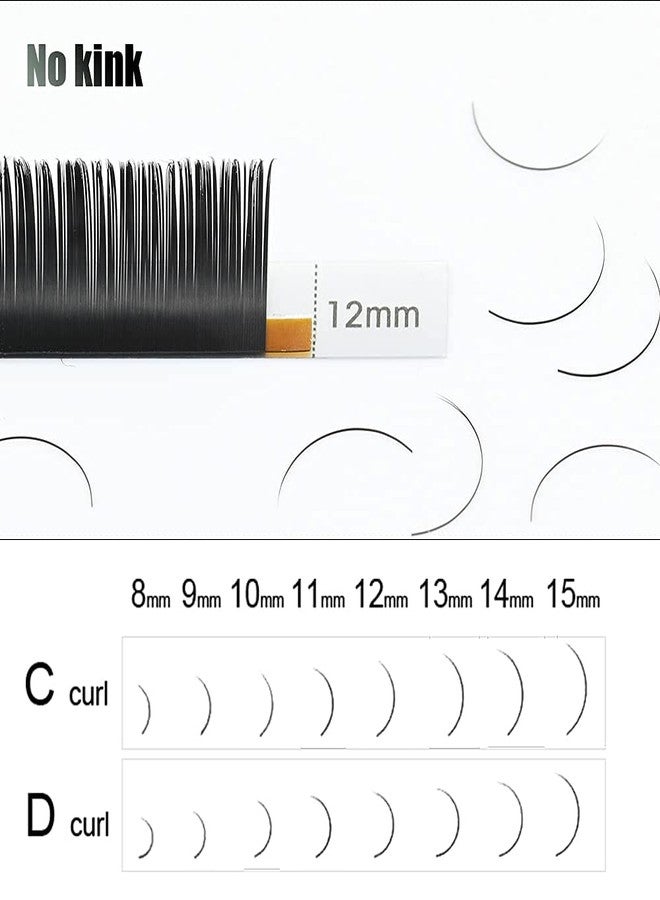 NAGARAKU Ellipse Eyelash Extensions Flat Split Tips Individual Lash 0.15mm C curl 8mm Matte Black Classic Lash Supplies (8mm, 0.15 C -ellipse-black) - Image 5