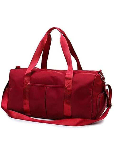 Gym Bag with Shoes Compartment Sports Bag with Waterproof Pocket for Wet Towels Travel Duffel Bag for Men and Women by MahMir Red