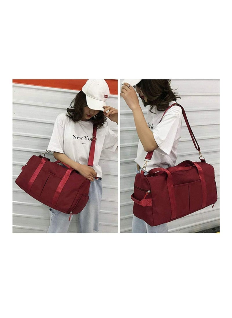 MahMir - Gym Bag with Shoes Compartment Sports Bag with Waterproof Pocket for Wet Towels Travel Duffel Bag for Men and Women by MahMir Red - Image 1