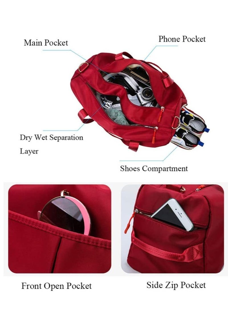MahMir - Gym Bag with Shoes Compartment Sports Bag with Waterproof Pocket for Wet Towels Travel Duffel Bag for Men and Women by MahMir Red - Image 1