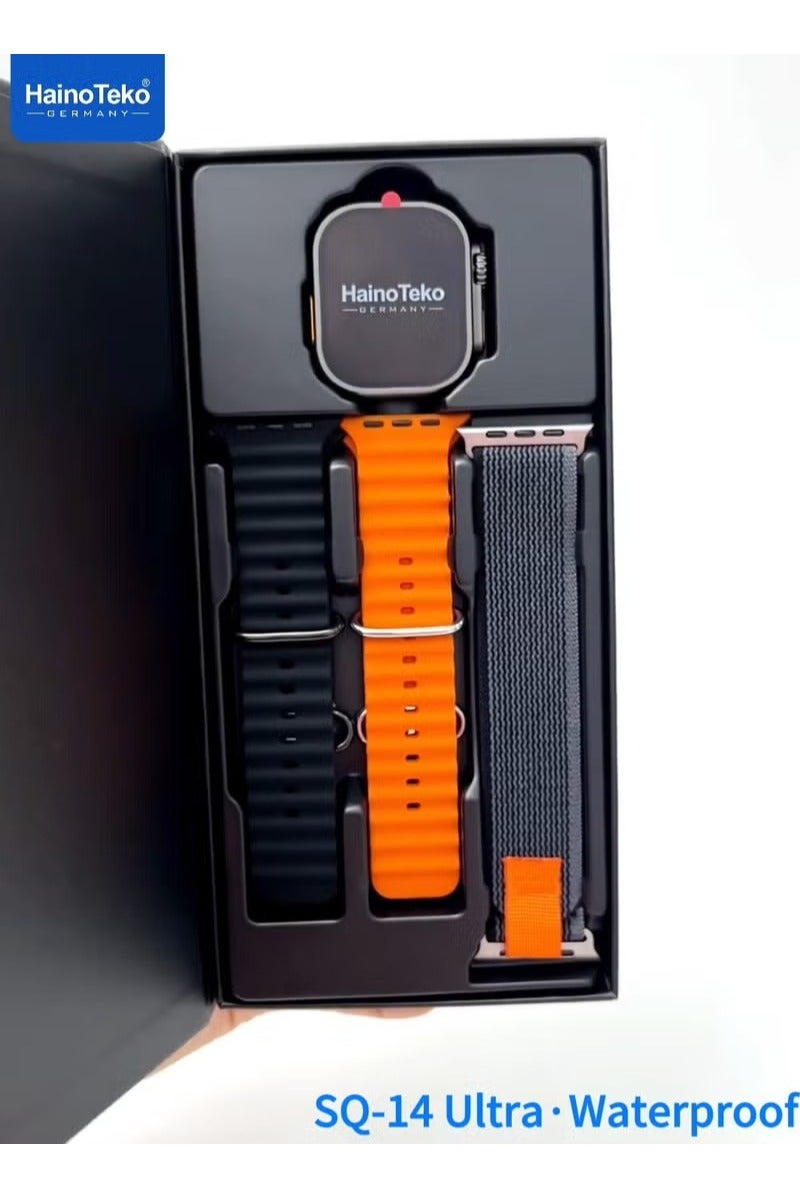 Haino Teko Haino Teko SQ-14 Ultra Smartwatch – AMOLED Display, Waterproof, 10-Day Battery, 3 Interchangeable Straps, Unisex Silver Design - Image 2