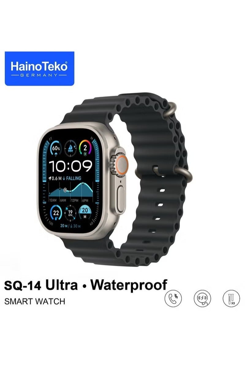Haino Teko Haino Teko SQ-14 Ultra Smartwatch – AMOLED Display, Waterproof, 10-Day Battery, 3 Interchangeable Straps, Unisex Silver Design - Image 3