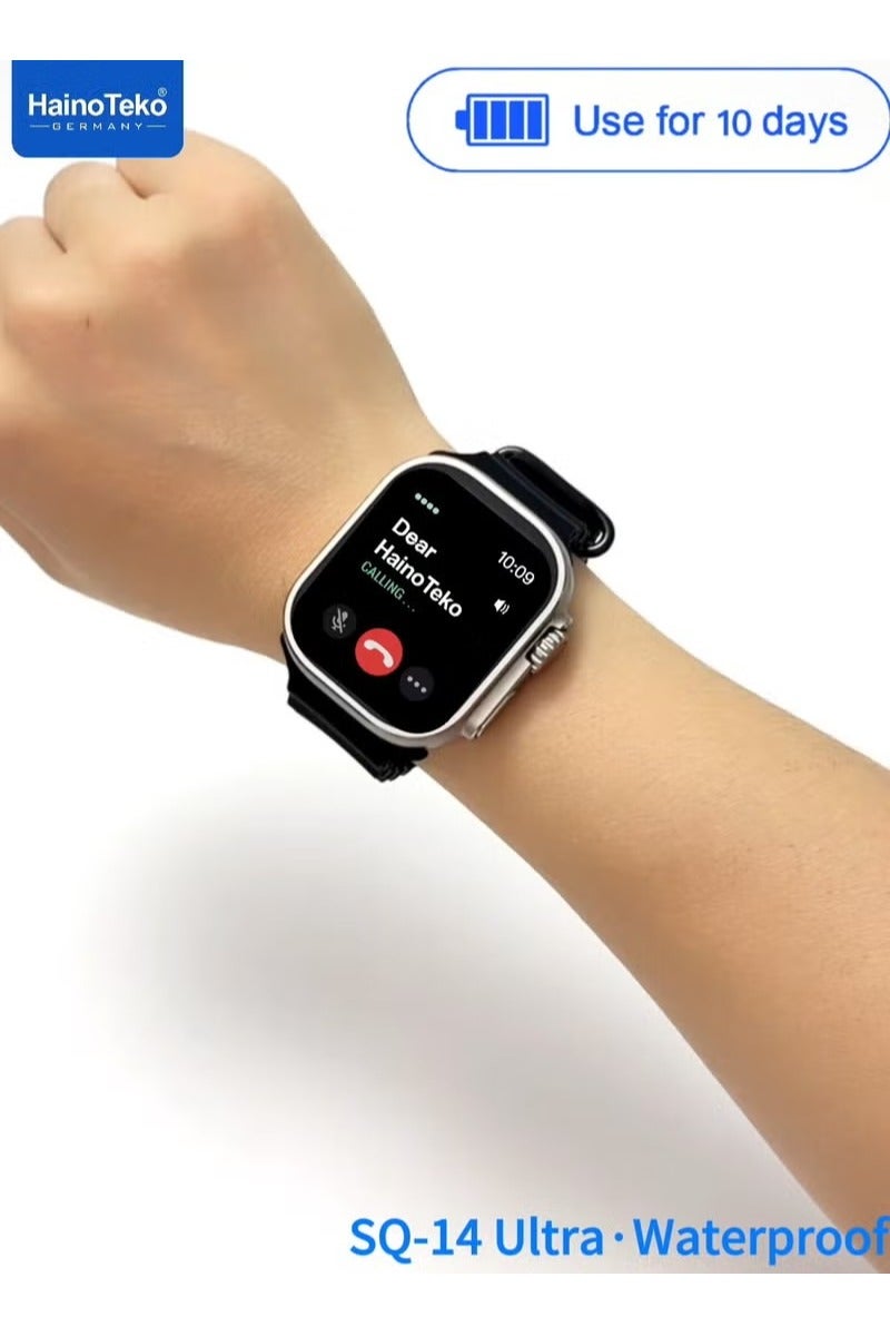 Haino Teko Haino Teko SQ-14 Ultra Smartwatch – AMOLED Display, Waterproof, 10-Day Battery, 3 Interchangeable Straps, Unisex Silver Design - Image 4