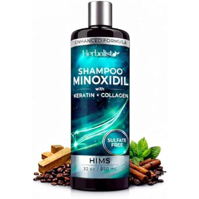 HERBALISTA Viral Biotin + Collagen MEN Shampoo 32oz (950ML) For HIM - Sulfate-Free Thickening Hair Cleanser for Fuller-Looking, Stronger Hair, Unisex Daily Scalp Care.