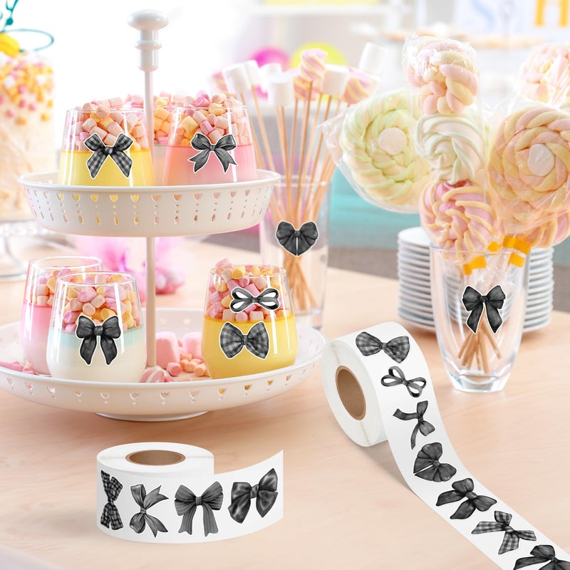 A1diee Black White Coquette Bow Sticker - 1000Pcs Watercolor Aesthetic Decoration Vintage Waterproof Bow Aesthetic for Girls Scrapbook Crafts Laptop Party Favors Water Bottle, 2 Rolls 16 Patterns - Image 5