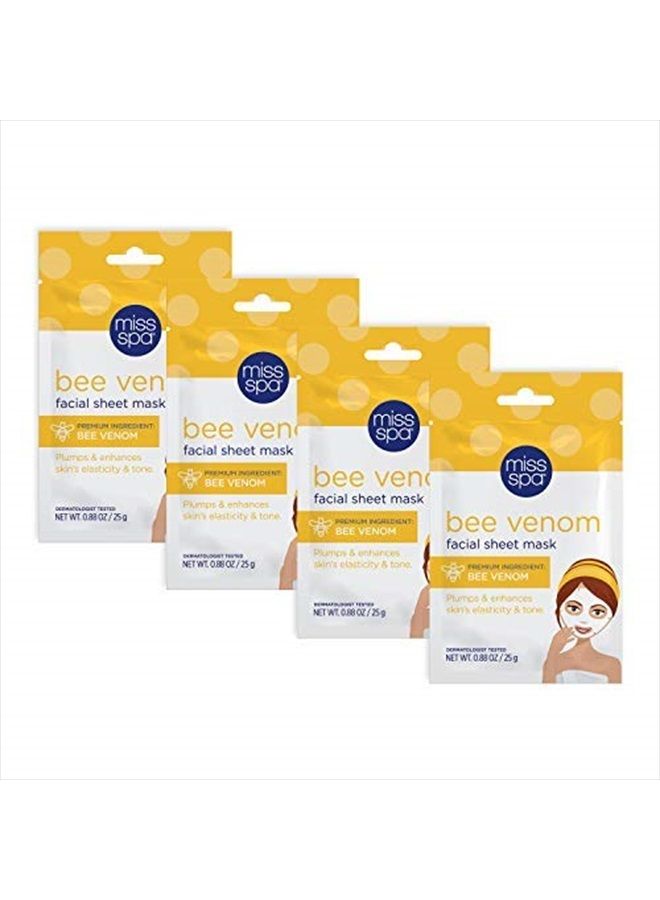 MISS SPA Bee Venom Facial Sheet Mask Set, Anti-Aging & Anti-Wrinkle Skin Care for Women, Face Sheet Masks Skin Care, Hydrating Moisturizing and Nourishing Face Masks, Dermatologist Tested 4-Pack - Image 1