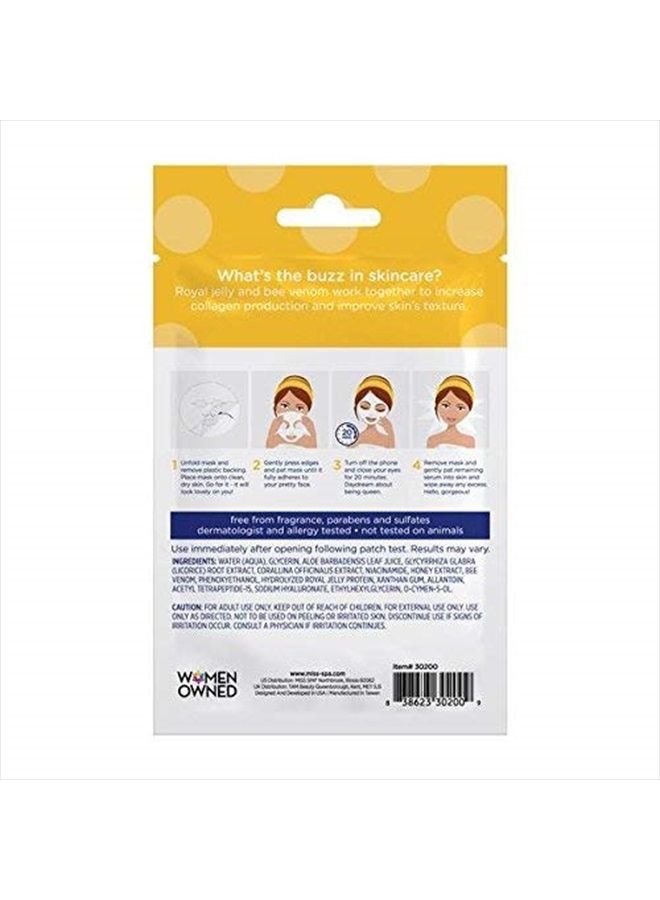 MISS SPA Bee Venom Facial Sheet Mask Set, Anti-Aging & Anti-Wrinkle Skin Care for Women, Face Sheet Masks Skin Care, Hydrating Moisturizing and Nourishing Face Masks, Dermatologist Tested 4-Pack - Image 5