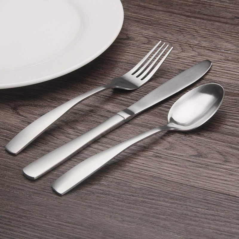 Bysta Matte Silverware Set  Bysta 20-Piece Stainless Steel Flatware Set  Kitchen Utensil Set Service For 4  Tableware Cutlery Set For Home And Restaurant  Satin Finish  Dishwasher Safe - Image 5