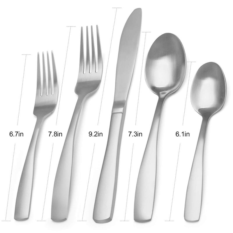 Bysta Matte Silverware Set  Bysta 20-Piece Stainless Steel Flatware Set  Kitchen Utensil Set Service For 4  Tableware Cutlery Set For Home And Restaurant  Satin Finish  Dishwasher Safe - Image 2