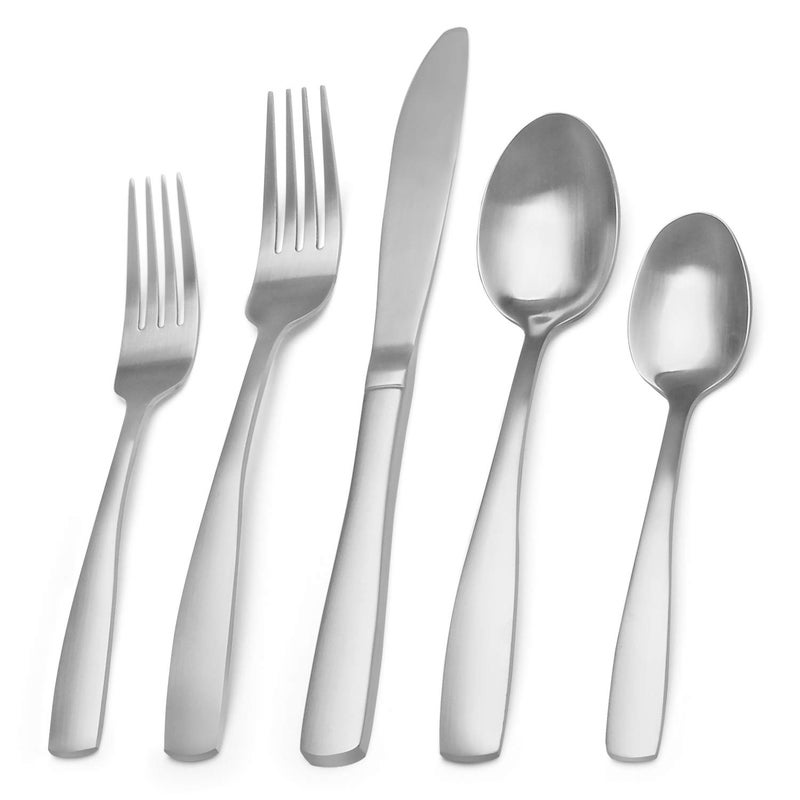 Bysta Matte Silverware Set  Bysta 20-Piece Stainless Steel Flatware Set  Kitchen Utensil Set Service For 4  Tableware Cutlery Set For Home And Restaurant  Satin Finish  Dishwasher Safe - Image 1